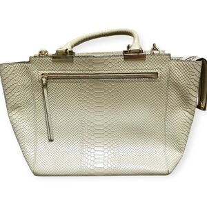 Henri Bendel Cream With Gold Tone Hardware Snakeskin Embossed Shoulder Hand Bag